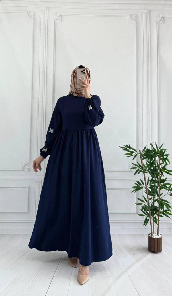 فستان الببيونة لون نيلي